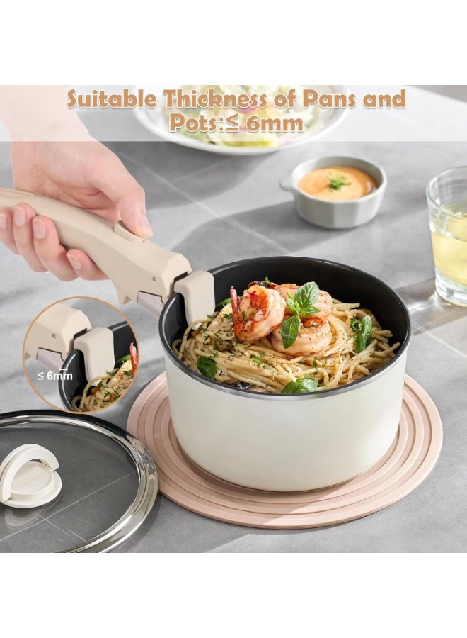 فورثكان مقبض قابل للإزالة للأواني والمقالي - بديل مقبض مقلاة عالمي - بلاستيك مقاوم للحرارة، فولاذ مقاوم للصدأ، سيليكون - أبيض كريمي - Image 5